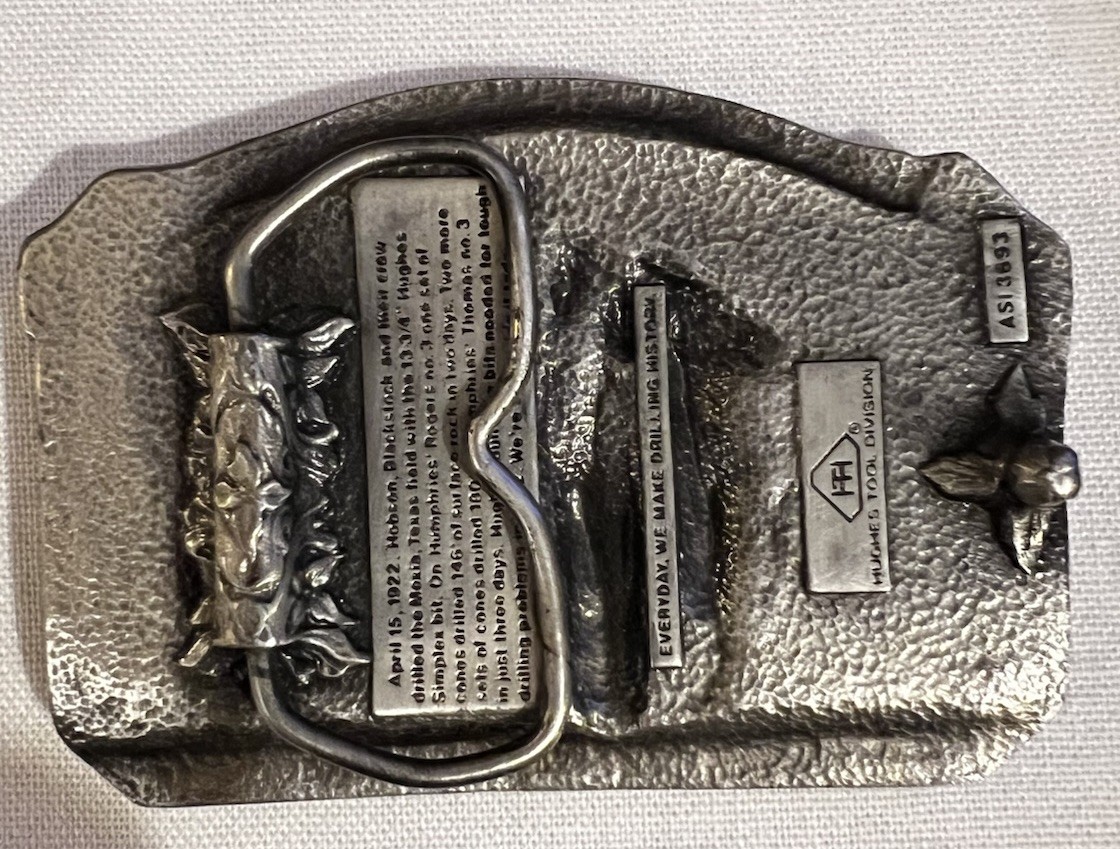 HUGHES TOOL COMPANY OIL DRILLING PEWTER BELT BUCKLE
