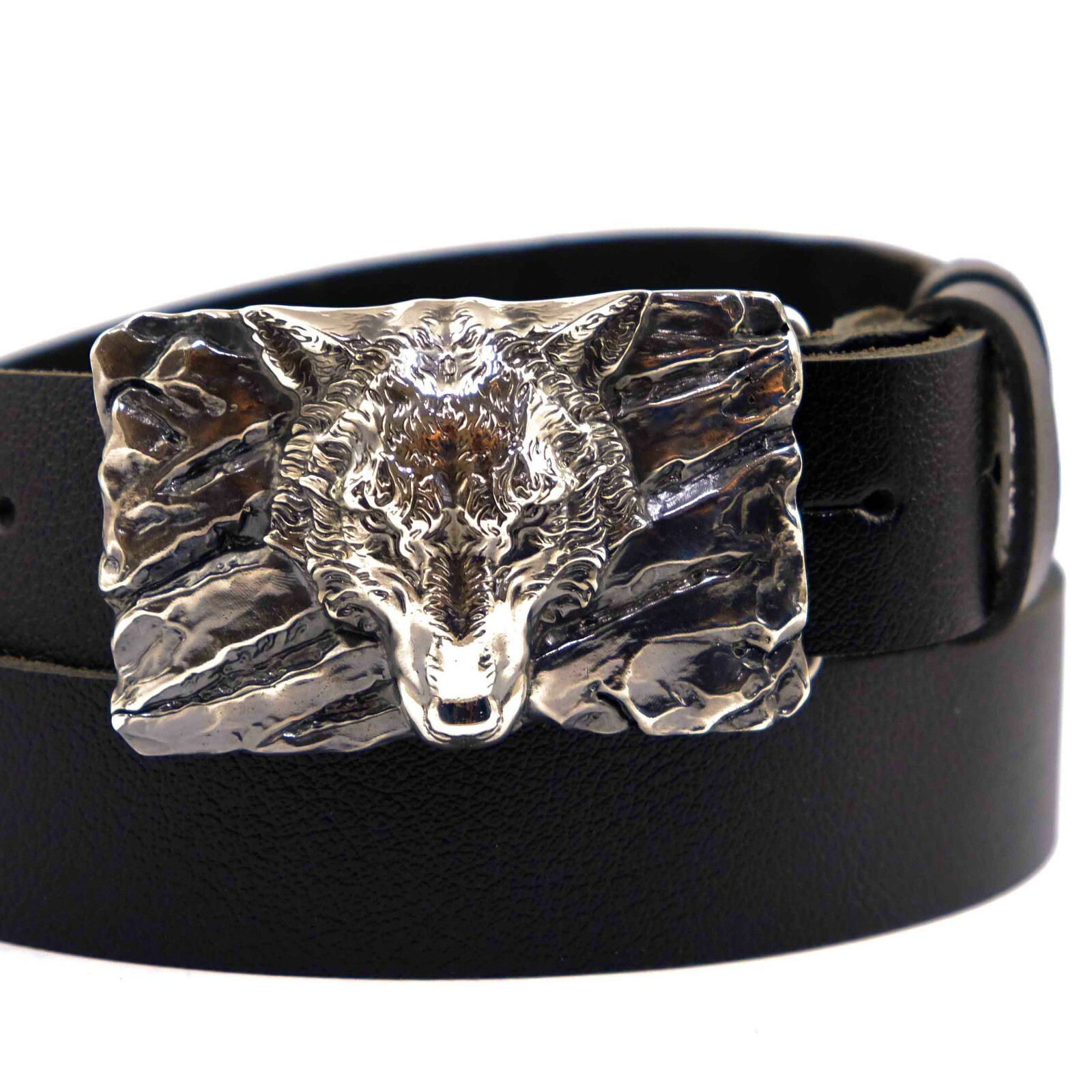 German silver belt buckle « Fenrir Wolf », Animal belt buckle; Werewolf buckle