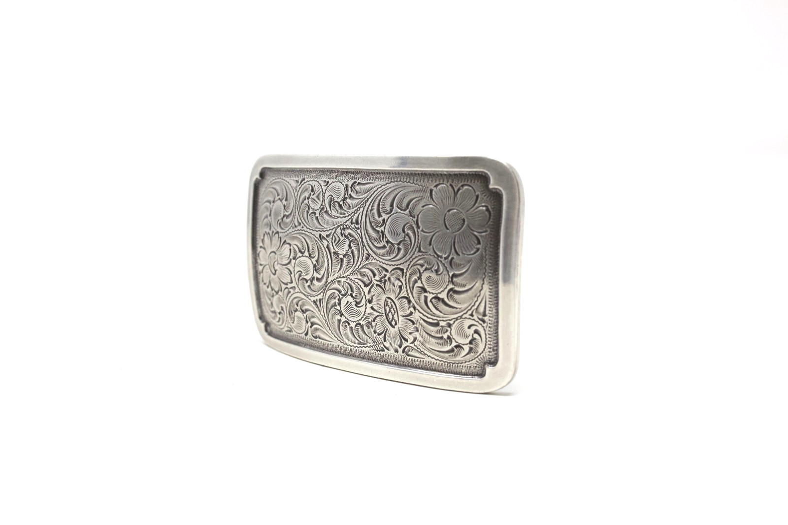 Silver Floral Western Cowboy Belt Buckle, (1.5 ») Removable Western Buckle