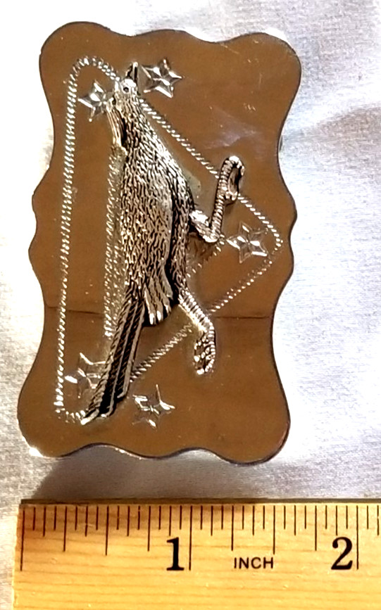 VTG Roadrunner Belt Buckle Deco Southwestern Engraved Chrome Cowboy 1.25&Prime; Wide