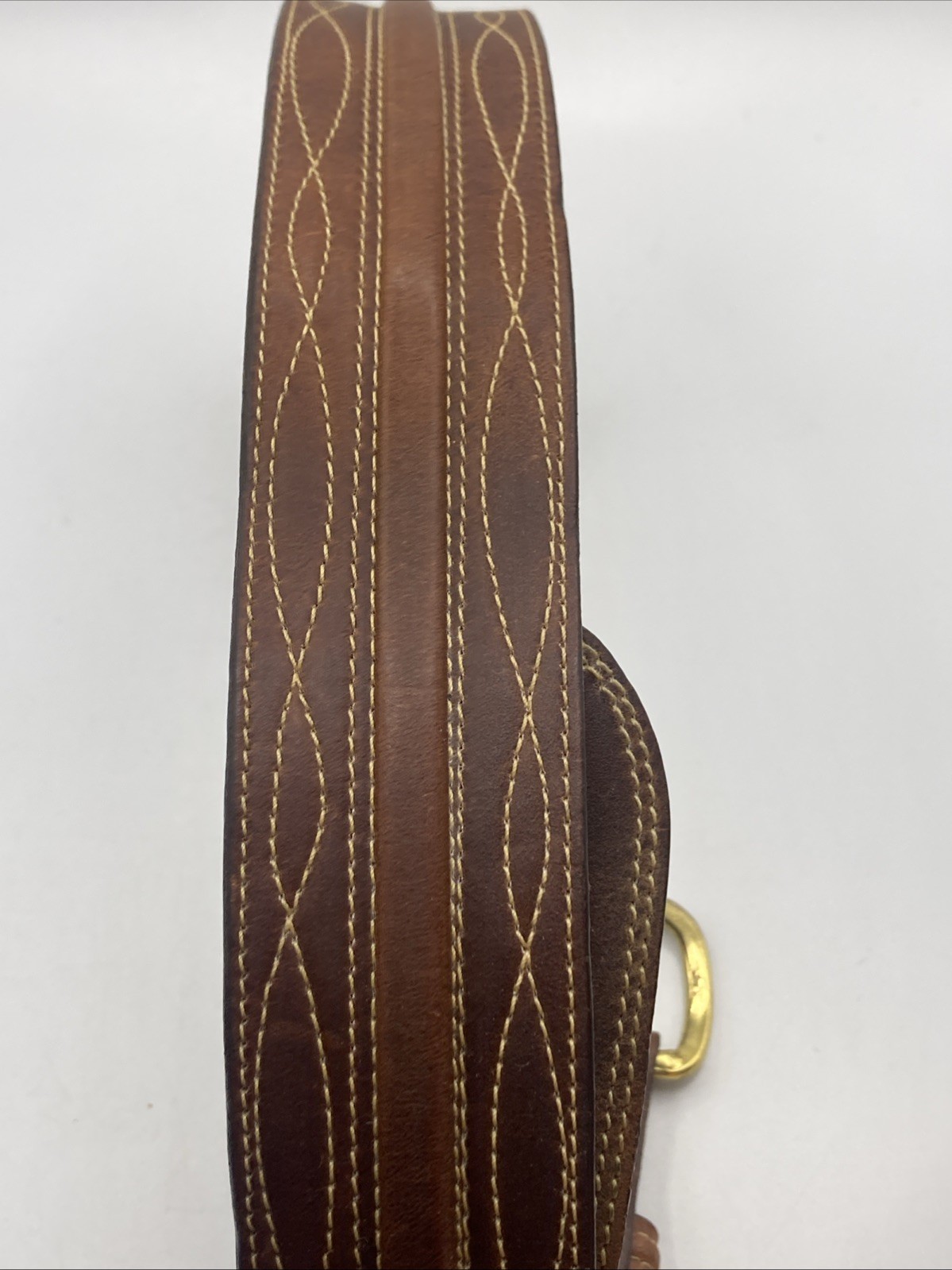 Vintage Larry Mahan Tooled Embroidered Leather Belt 6511 size 34