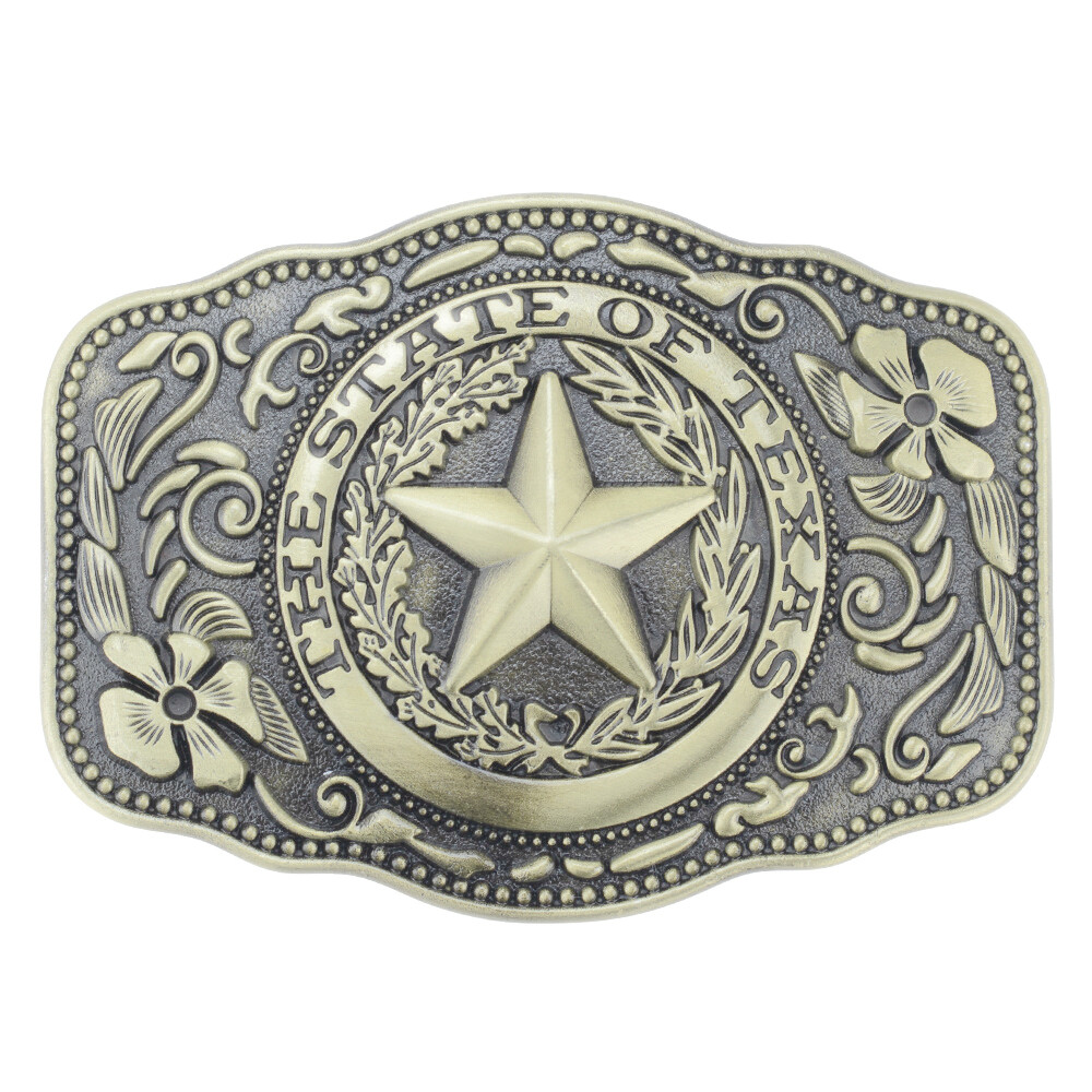 Five Stars Texas State Belt Buckle Western Cowboy Native American (FS-04-G)