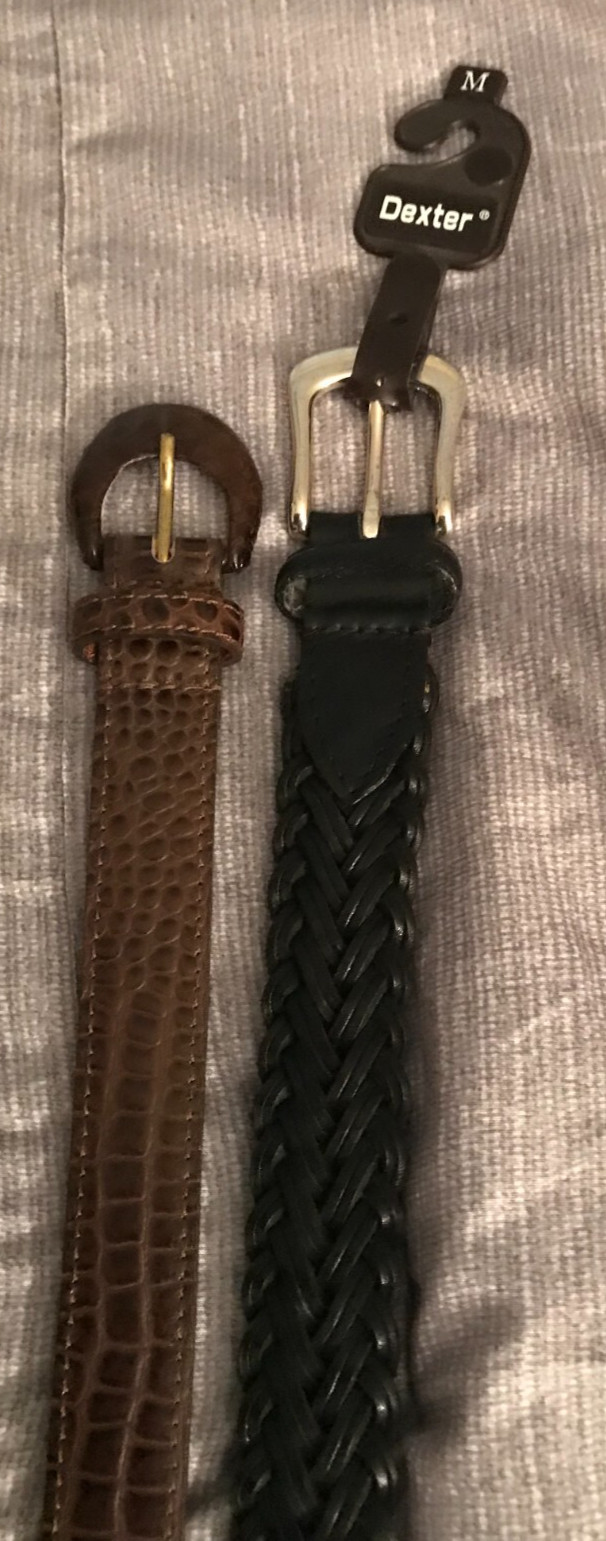 Dexter Womens Leather Belts -Lot of 2 – One Black One Brown Size M