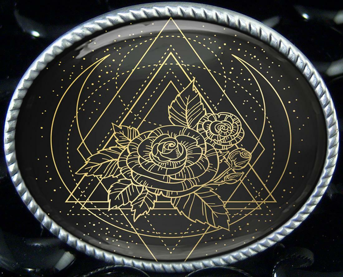Sacred Geometry Belt Buckle – Mystic Rose Esoteric Handmade Buckle – 14