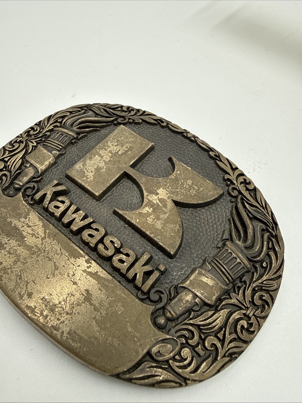 Vintage Kawasaki Solid Brass Belt buckle