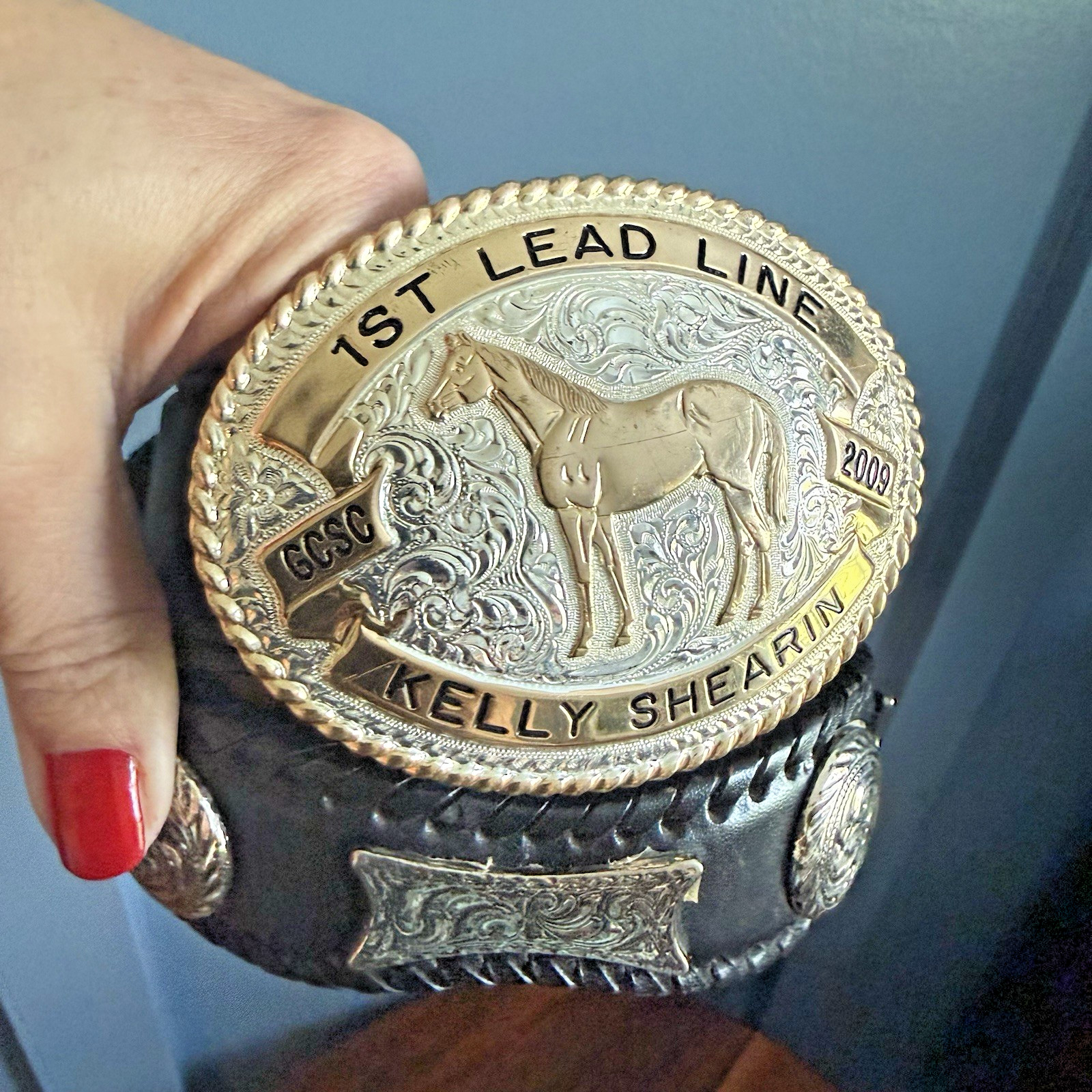 1st Lead Line Western Belt Buckle Concho Belt 2009 GCSC Kelly Shearin