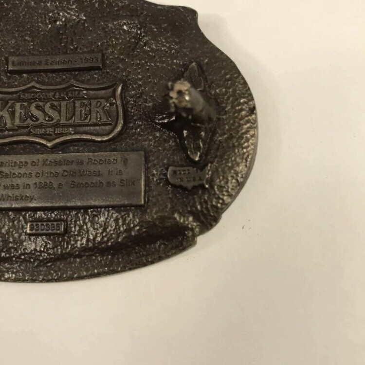 Vintage Kessler American Whiskey Western Brass Belt Buckle Limited Edition 1993