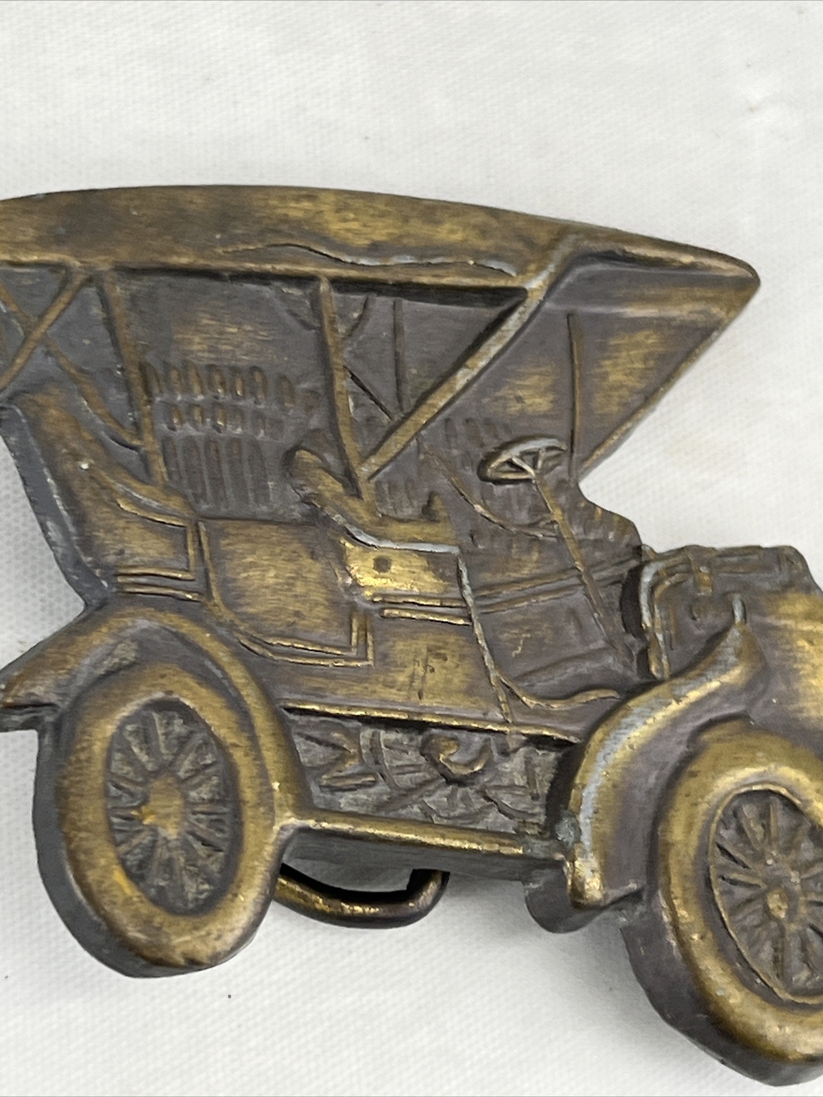 VERY NICE Oldtime Automobile Antique Car Cord Model A Solid Brass Belt Buckle