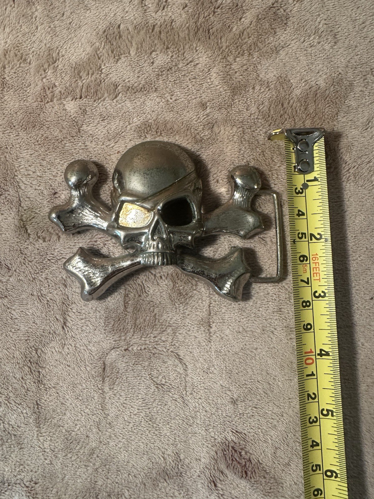 Men&rsquo;s Skull & Crossbones Western Metal Belt Buckle, Silver Tone, 1.5 in
