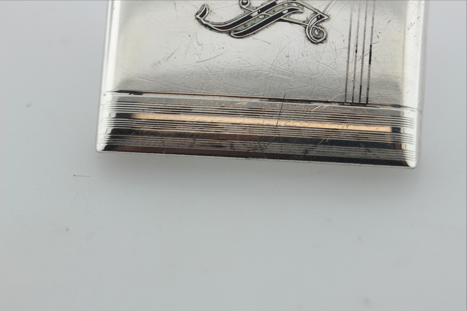 Antique Hickok Sterling Silver 925 Art Deco Belt Buckle with Black Enamel &lsquo;S&rsquo;