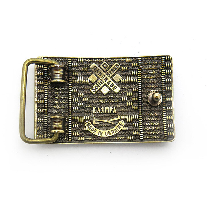Brass belt buckle Plakhta, Ukrainian traditional ornament embroidery gift buckle