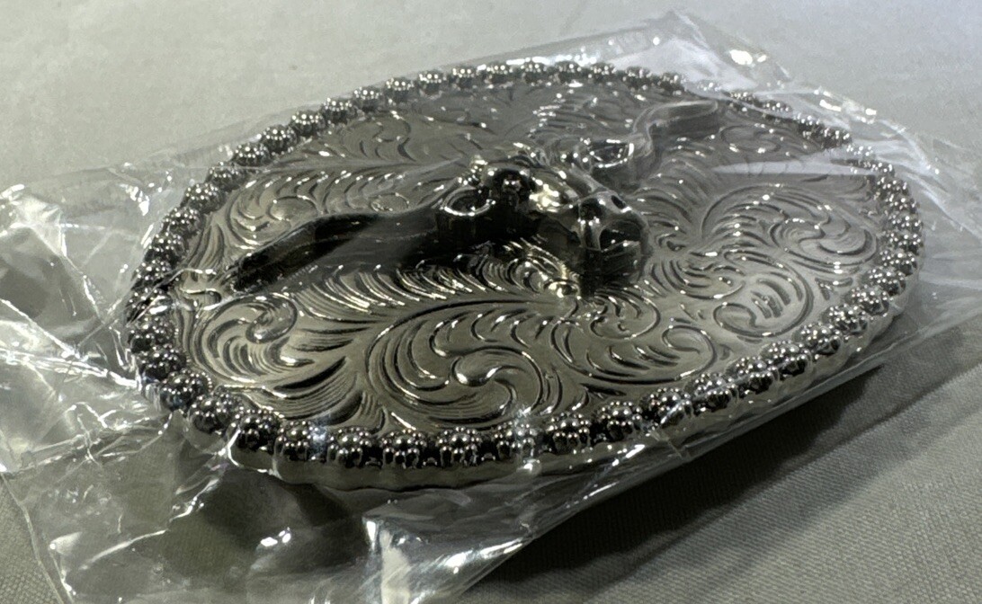 SILVER (IN COLOR) BULL SKULL WESTERN RODEO Metal Belt Buckle 3 1/8 inch