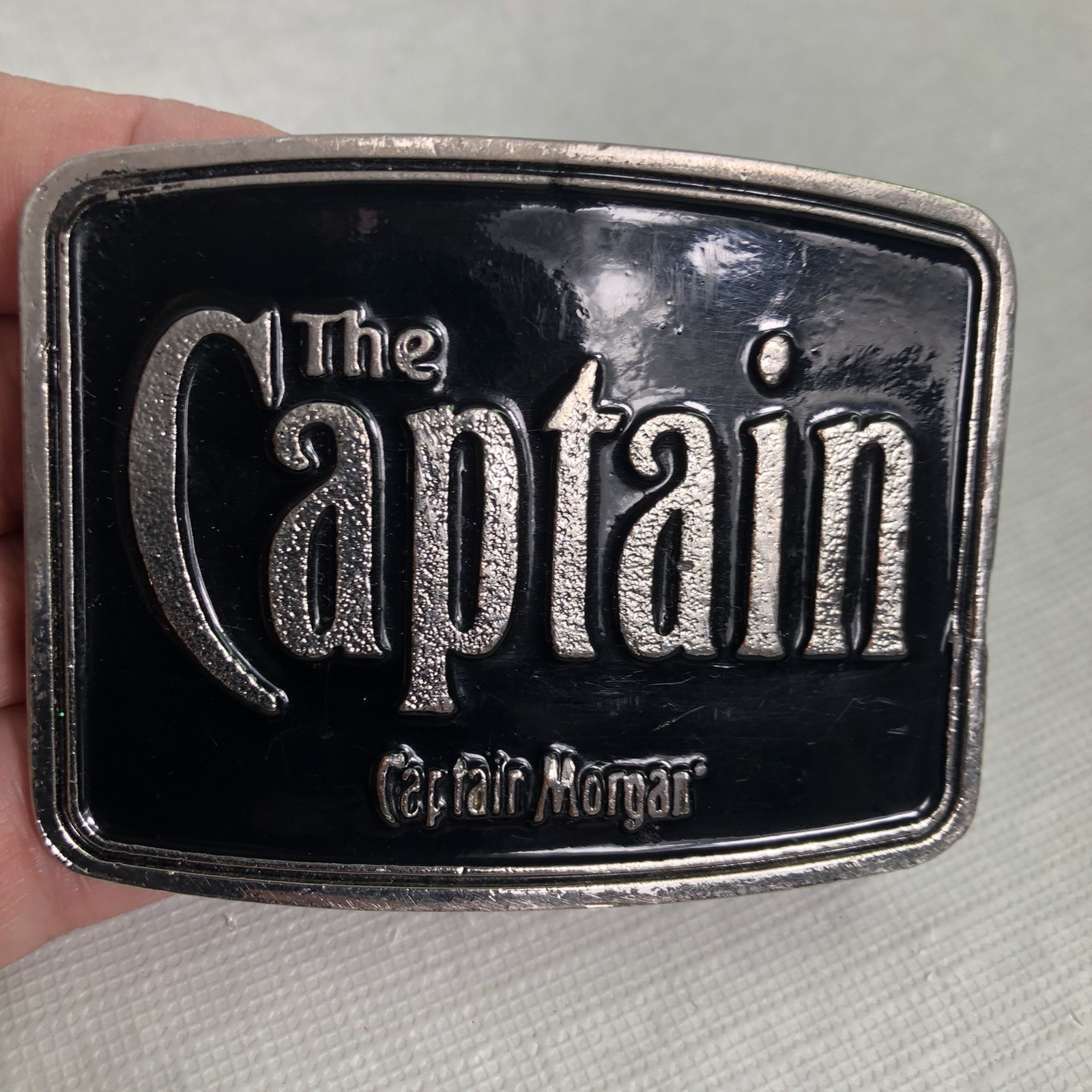 Captain Morgan Belt Buckle Alcohol Theme Black and Chrome READ