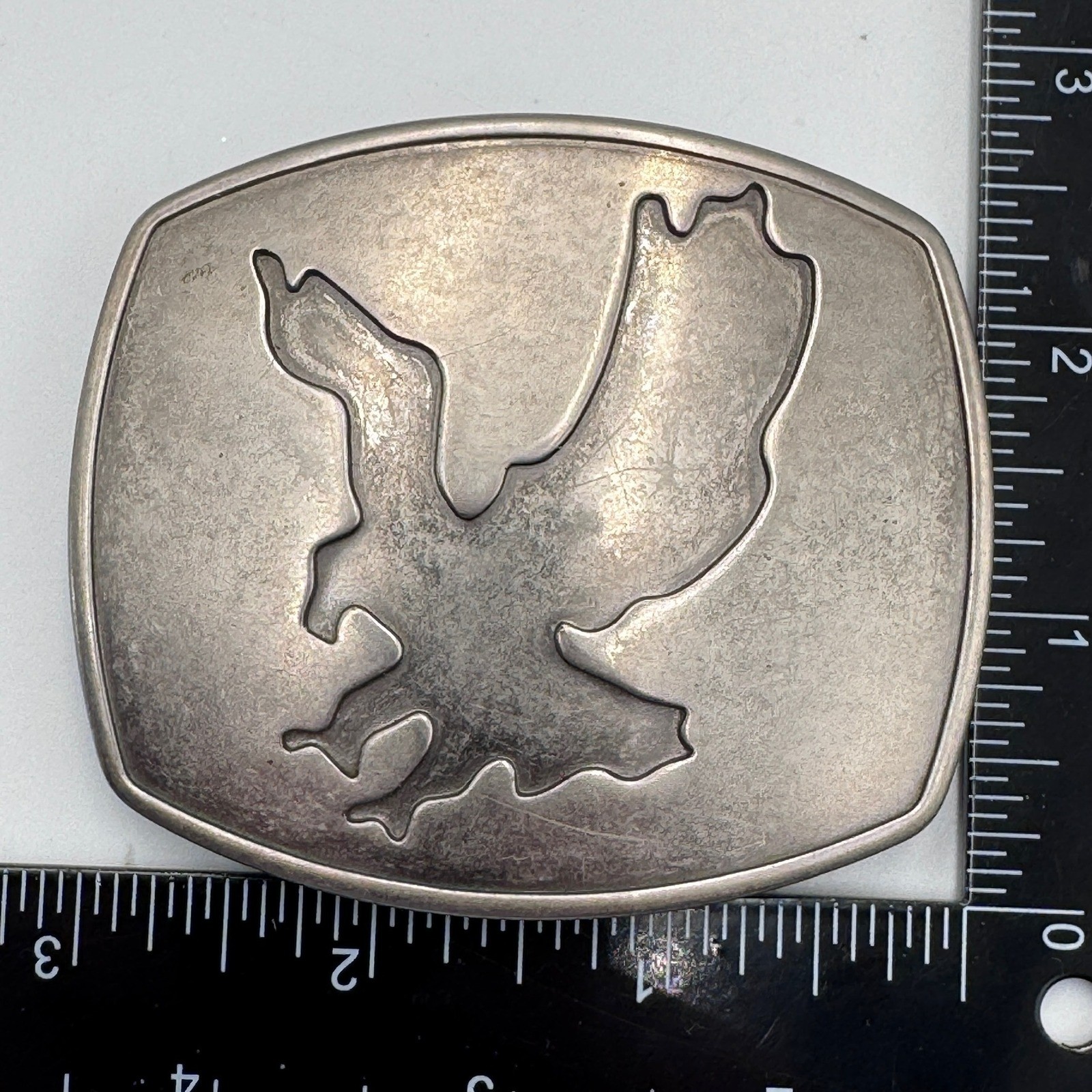 Western Soaring Eagle Belt Buckle Silver Tone Metal Rectangular Americana Casual