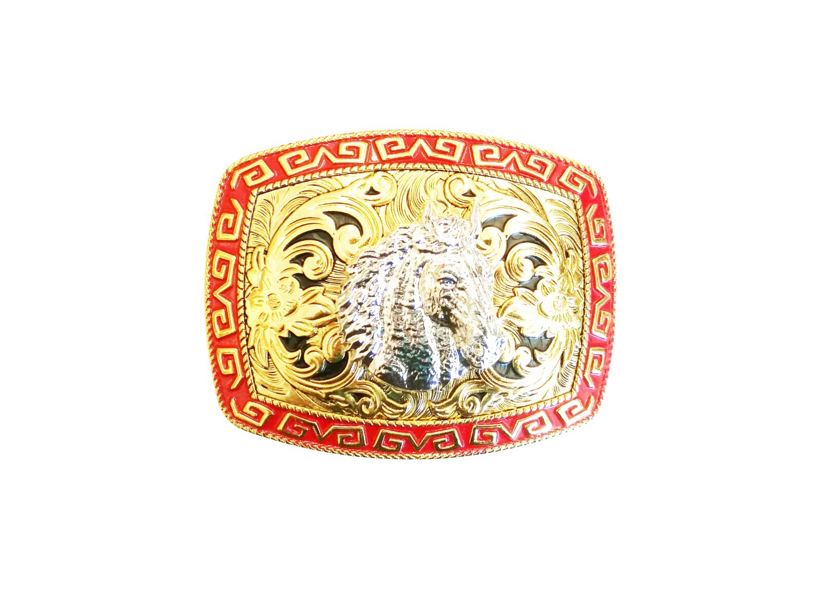 Western Buckle Gold Silver Red Horse Head Buckle Cowboy 2 » Hebillas Vaqueras