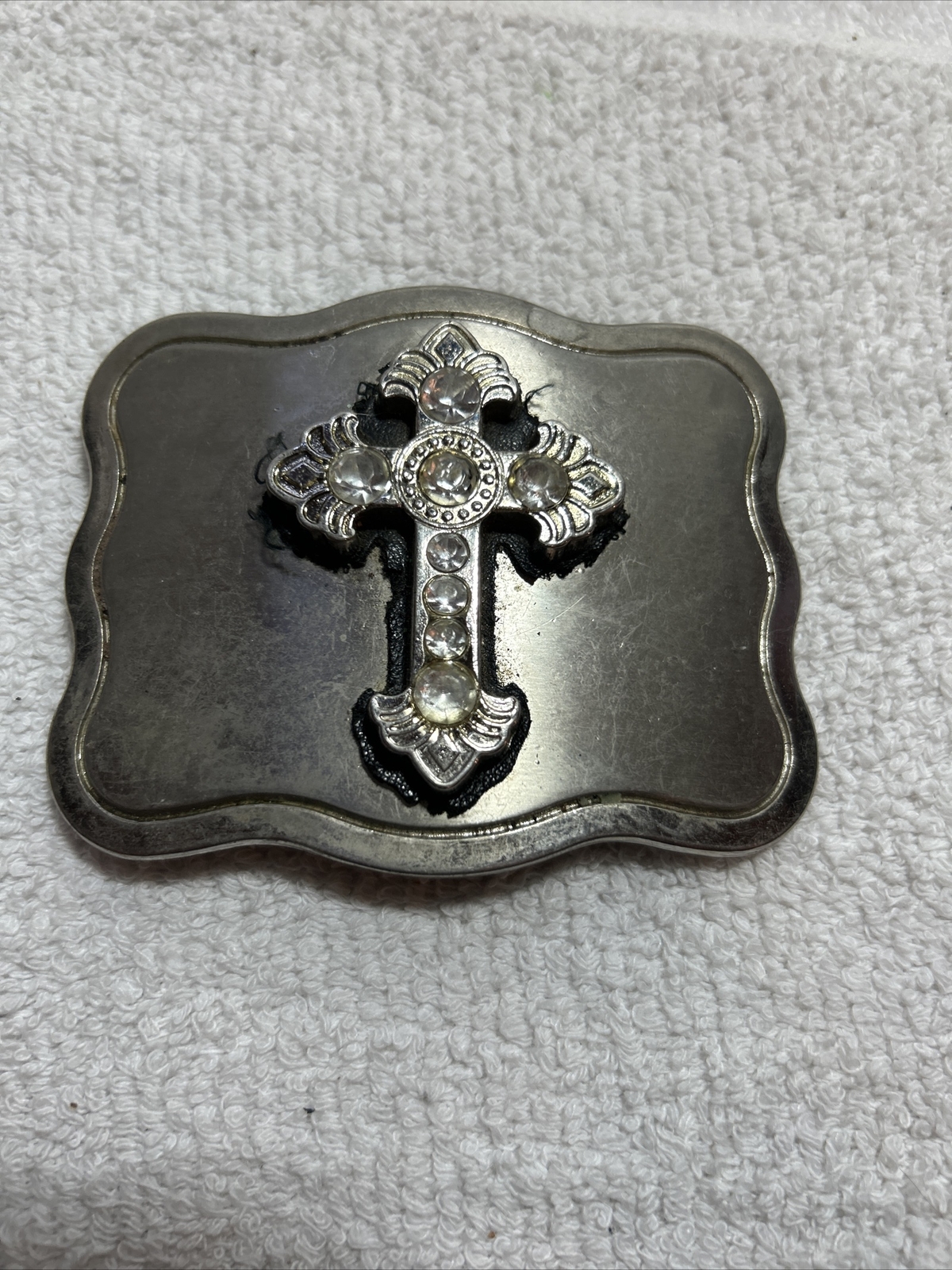 JK Trading Men&rsquo;s Silver Metal 3d Cross Antique Celtic Church Belt Buckle