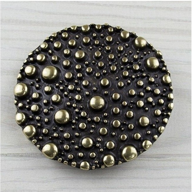 Belt Buckle Dark Bronze Bubble Texture Round Gothic Industrial Style