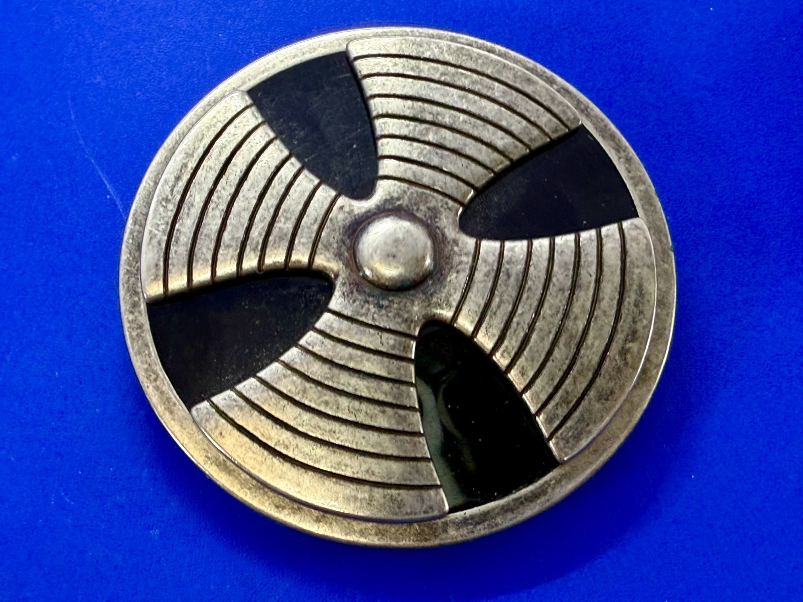 Round Hippy Punk Vibe Silver & Black Color Reel Of Tape Belt Buckle
