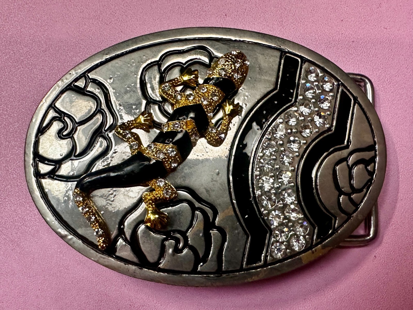 Gecko Lizard Salamander Multi Colored Jeweled Unique Animal Theme Belt Buckle