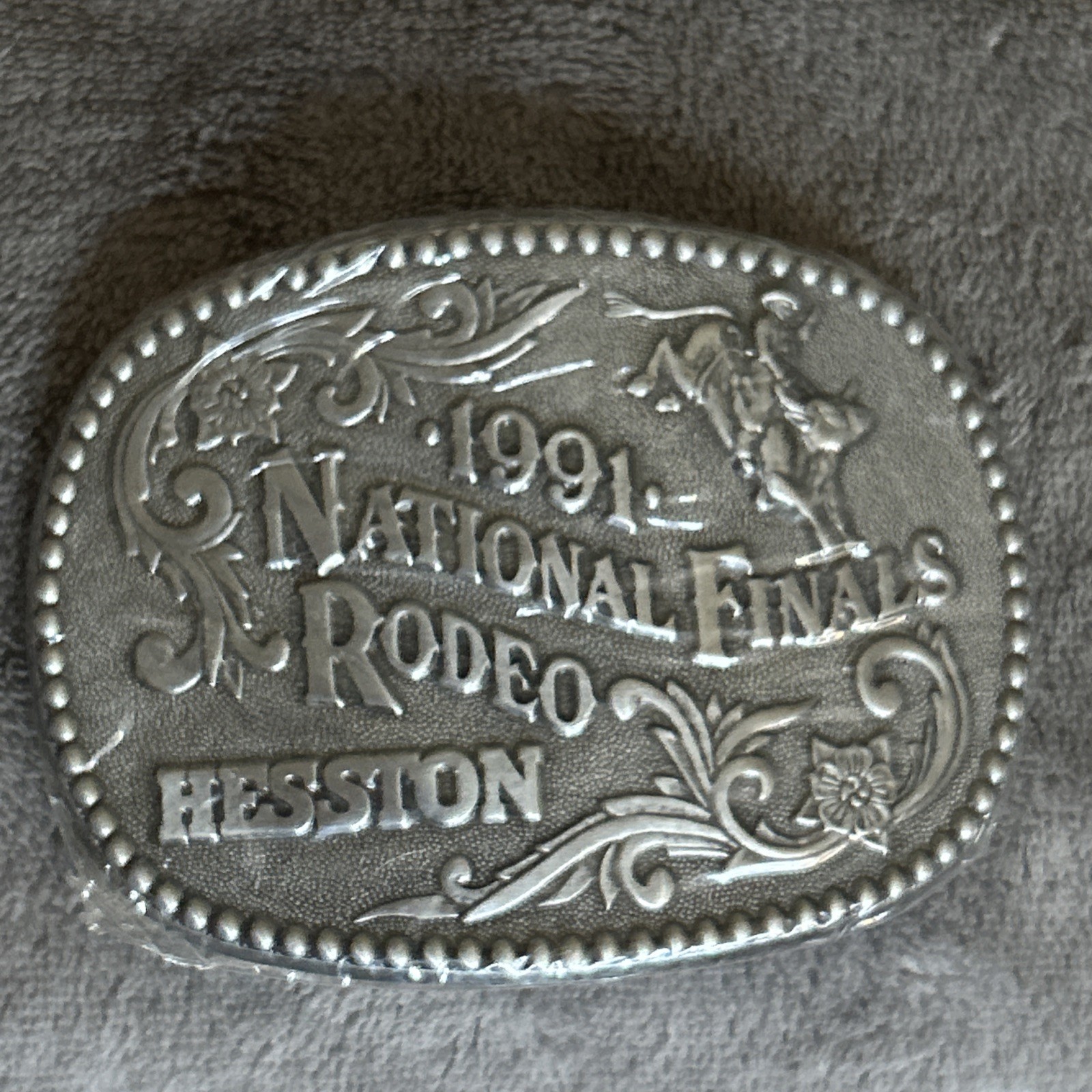 New 1991 HESSTON NFR NATIONAL FINALS RODEO Belt Buckle – New Old Stock Collector