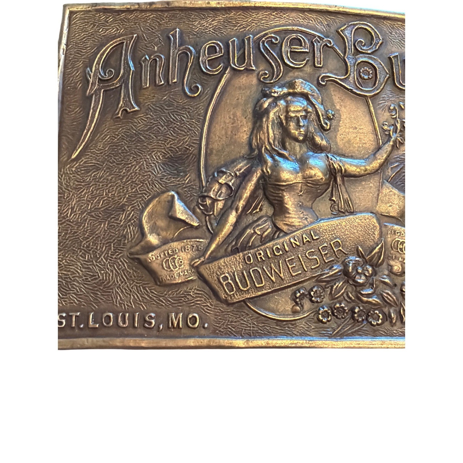 Vintage Anheuser Busch Budweiser Brass Buckle Lady of the Lake St Louis B-168