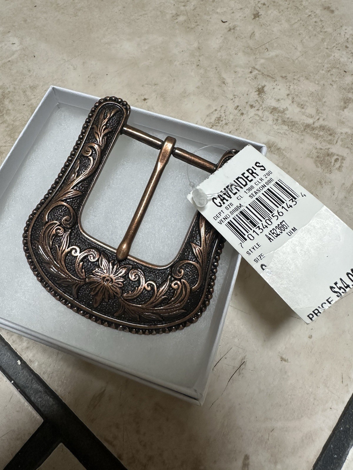 Ariat Men&rsquo;s Western Floral Engraved Belt Buckle Antique Bronze/Black 1.5&Prime;