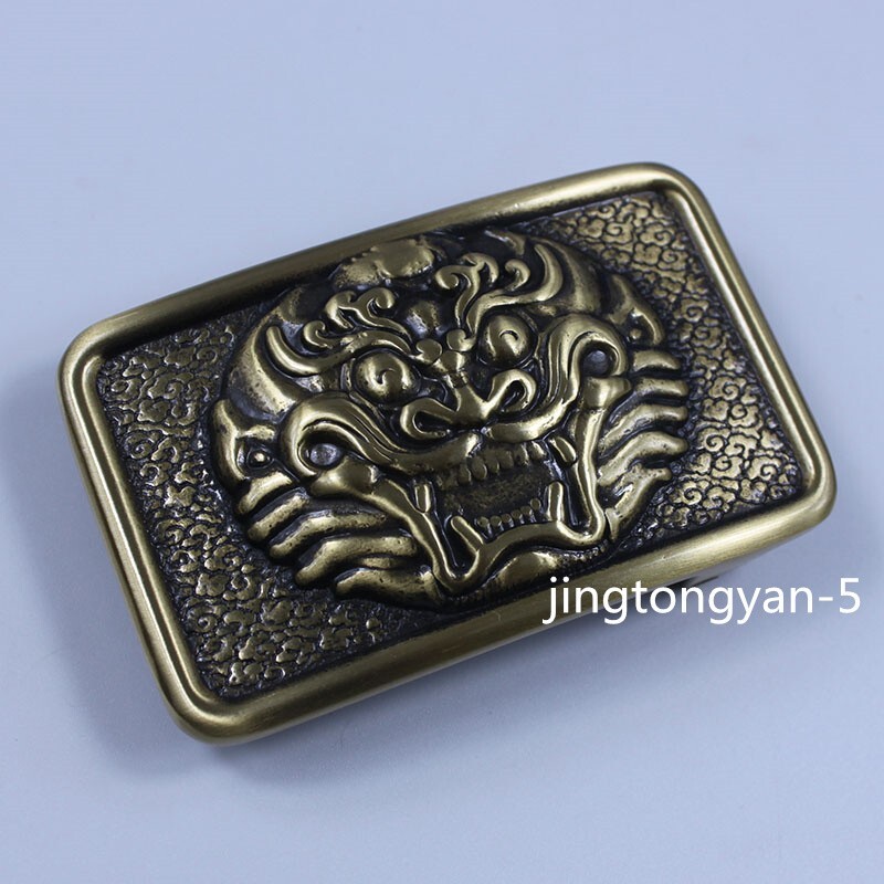 Brass « Dragon Head » Belt Buckle Man&rsquo;s Pin Belt Buckles Fits For 40mm Wide Belt