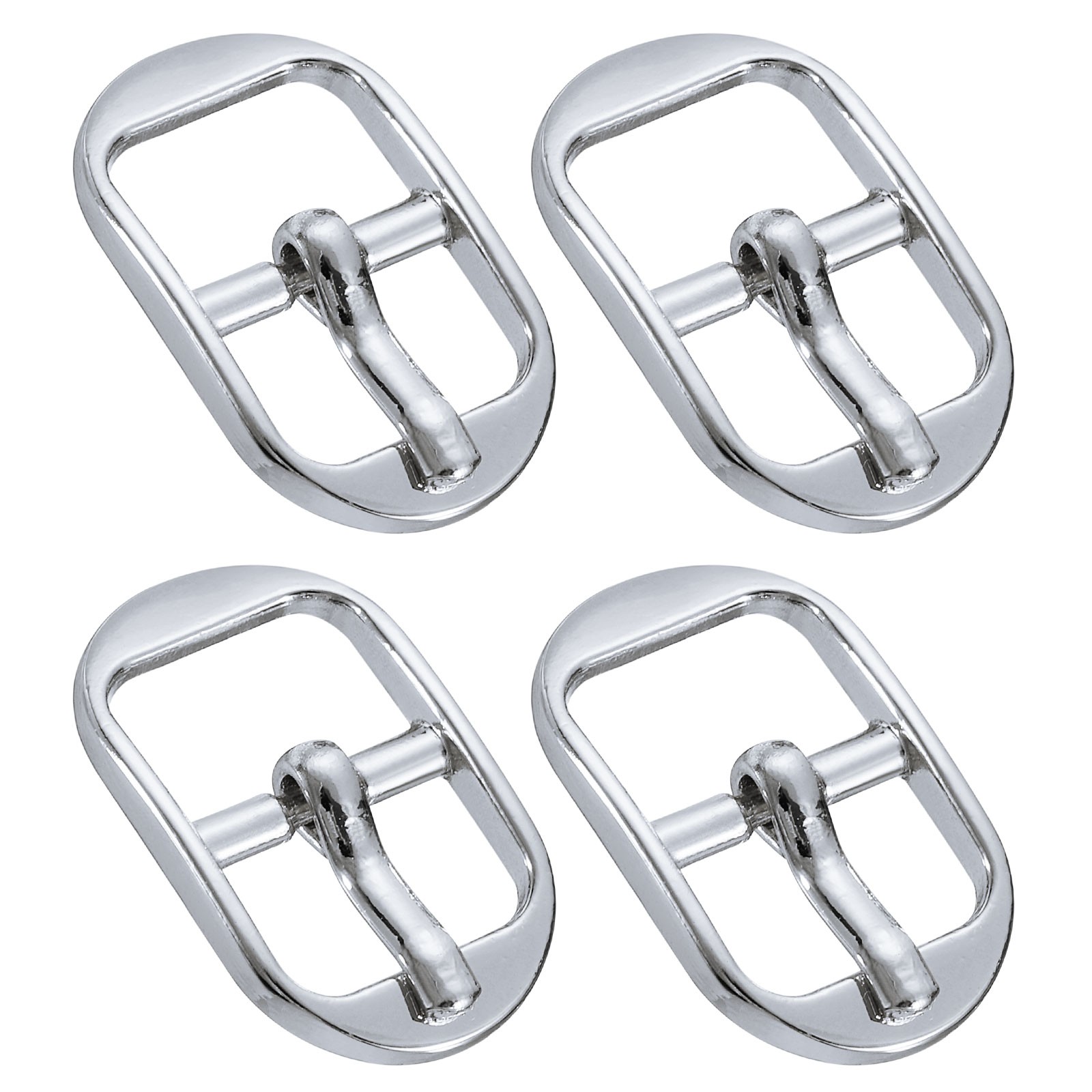 4Pcs 0.51&Prime; Single Prong Belt Buckle Oval Center Bar Buckle for Belt Silver White