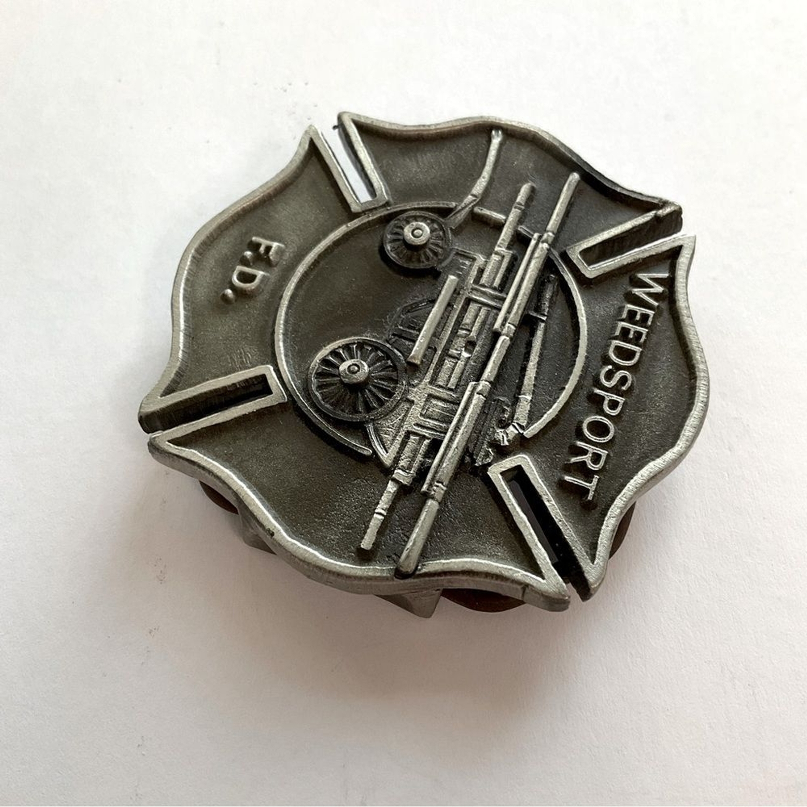 WEEDSPORT (NY) Fire Department Belt Buckle Pewter USA 🇺🇸 Vintage 1978