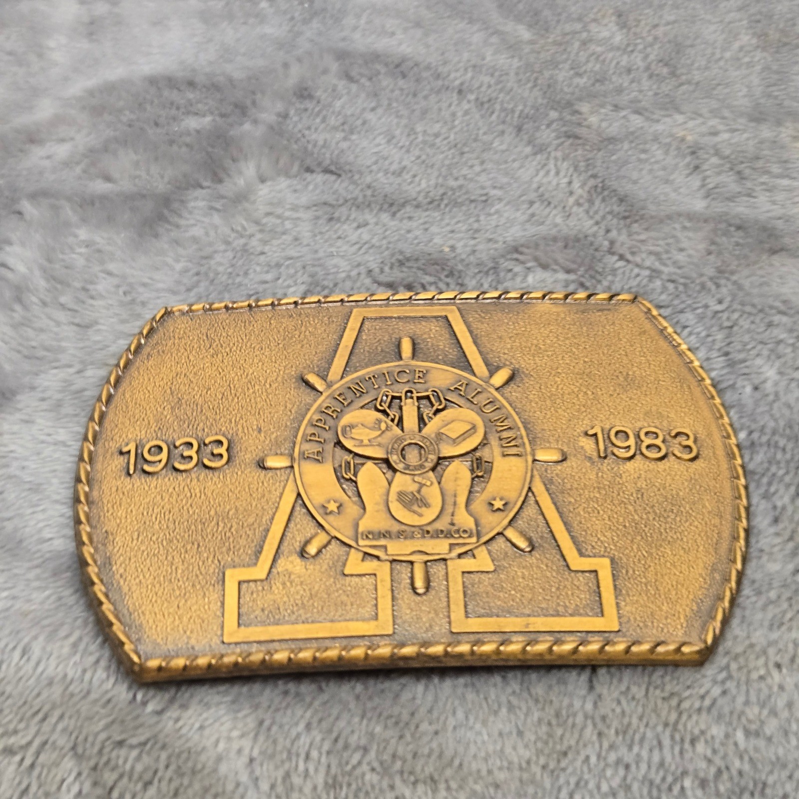 Vintage Apprentice Alumni 1933-1983 NNS & DD CO Belt Buckle 50th Anni Brass