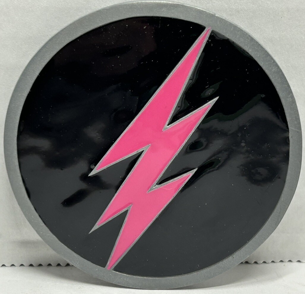 Lightning Bolt Belt Buckle Black Pink PEWTER 2002 NOS Great American Products