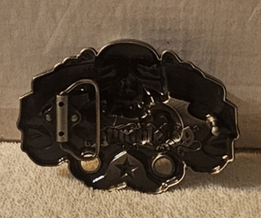 GEAR HEAD SKULL PISTON RUMBLE 59 BIKER BELT BUCKLE