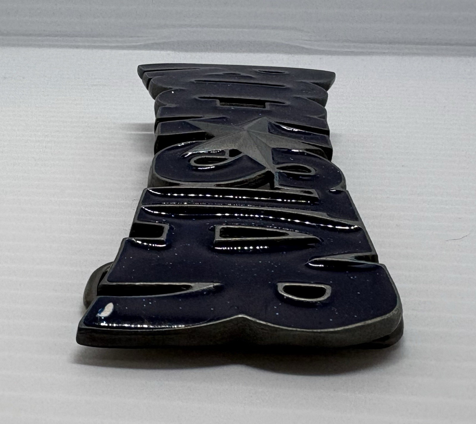 “NEW” Rock Star BELT BUCKLE Dark Blue Speckled Enamel Gray Metal Music Superstar