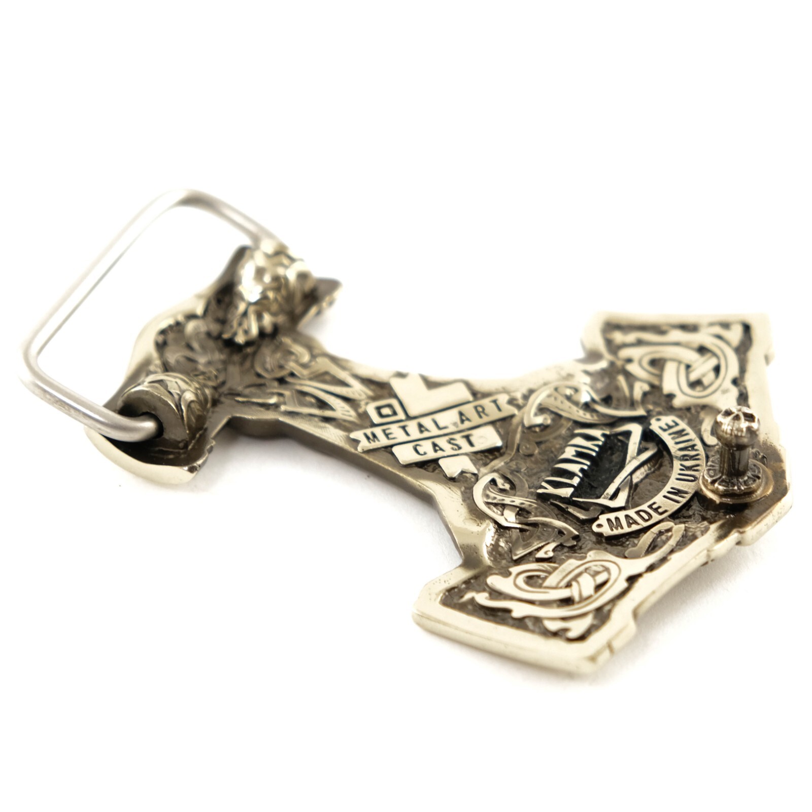 Thor&rsquo;s Hammer German silver belt buckle, Scandinavian Viking Mjolnir belt buckle