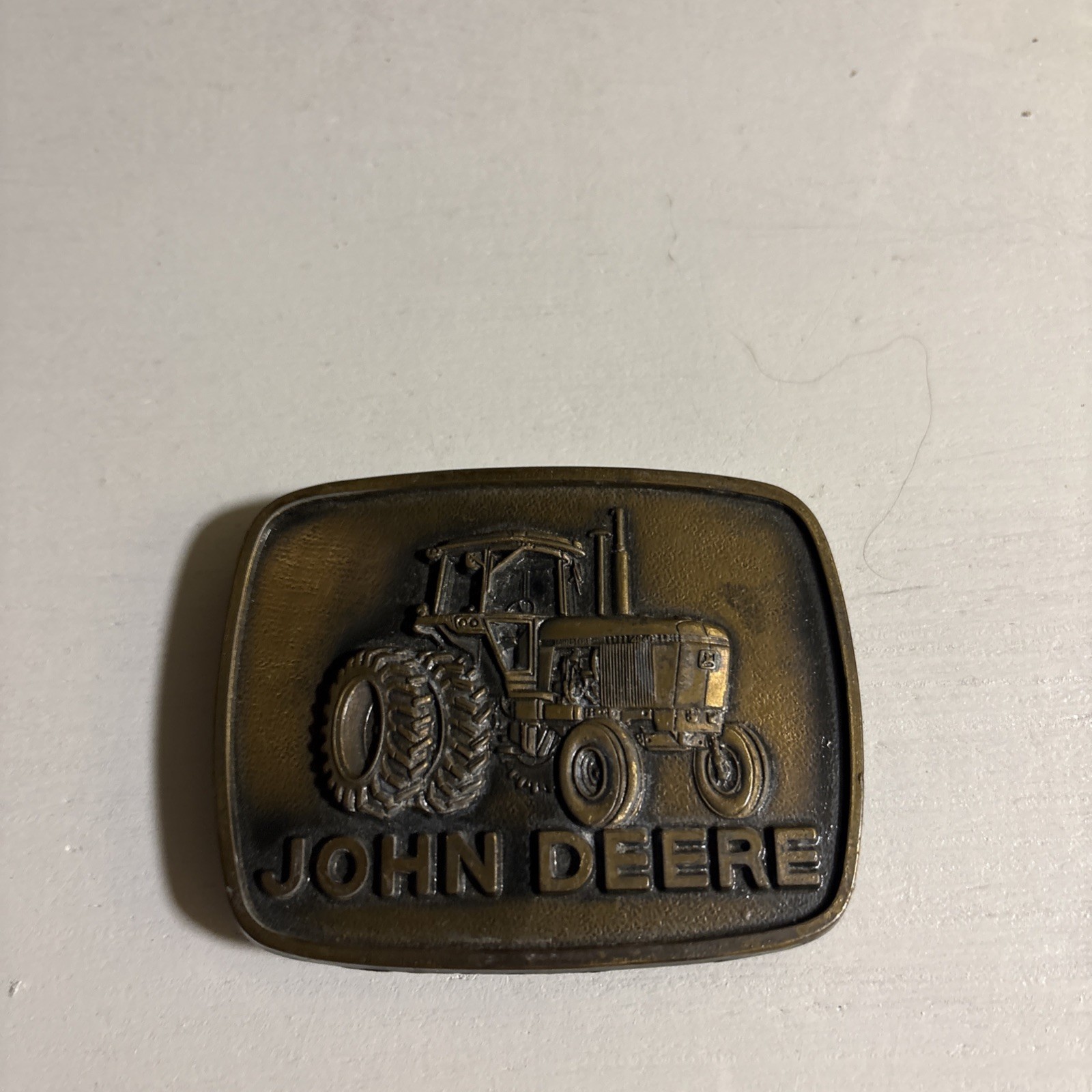 John Deere Tractor Logo Antique Bronze Metal Belt Buckle