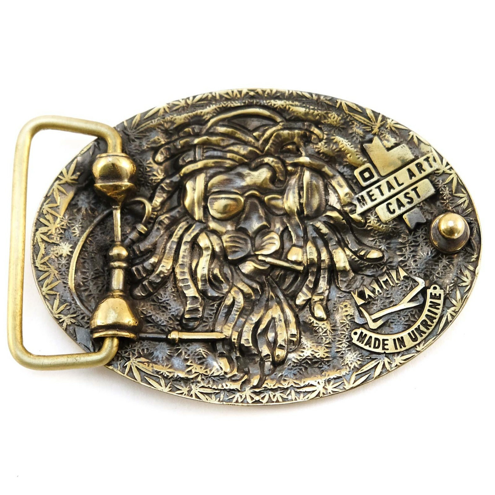 Cannabis leaf solid brass belt buckle, Marijuana Weed Leaf ganja Rasta buckle