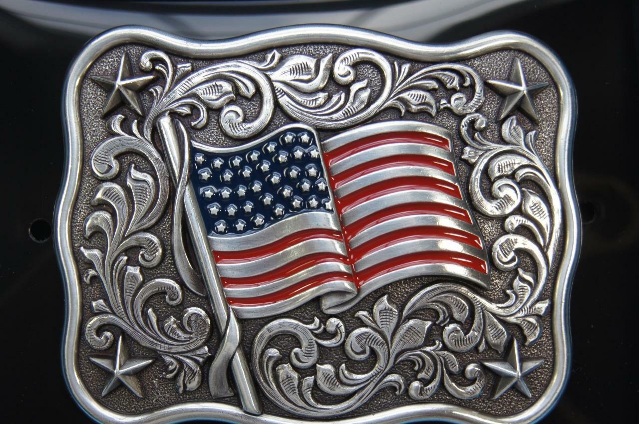 Nocona Belt Buckle USA Flag Patriotic American Flag Belt Buckle 37702