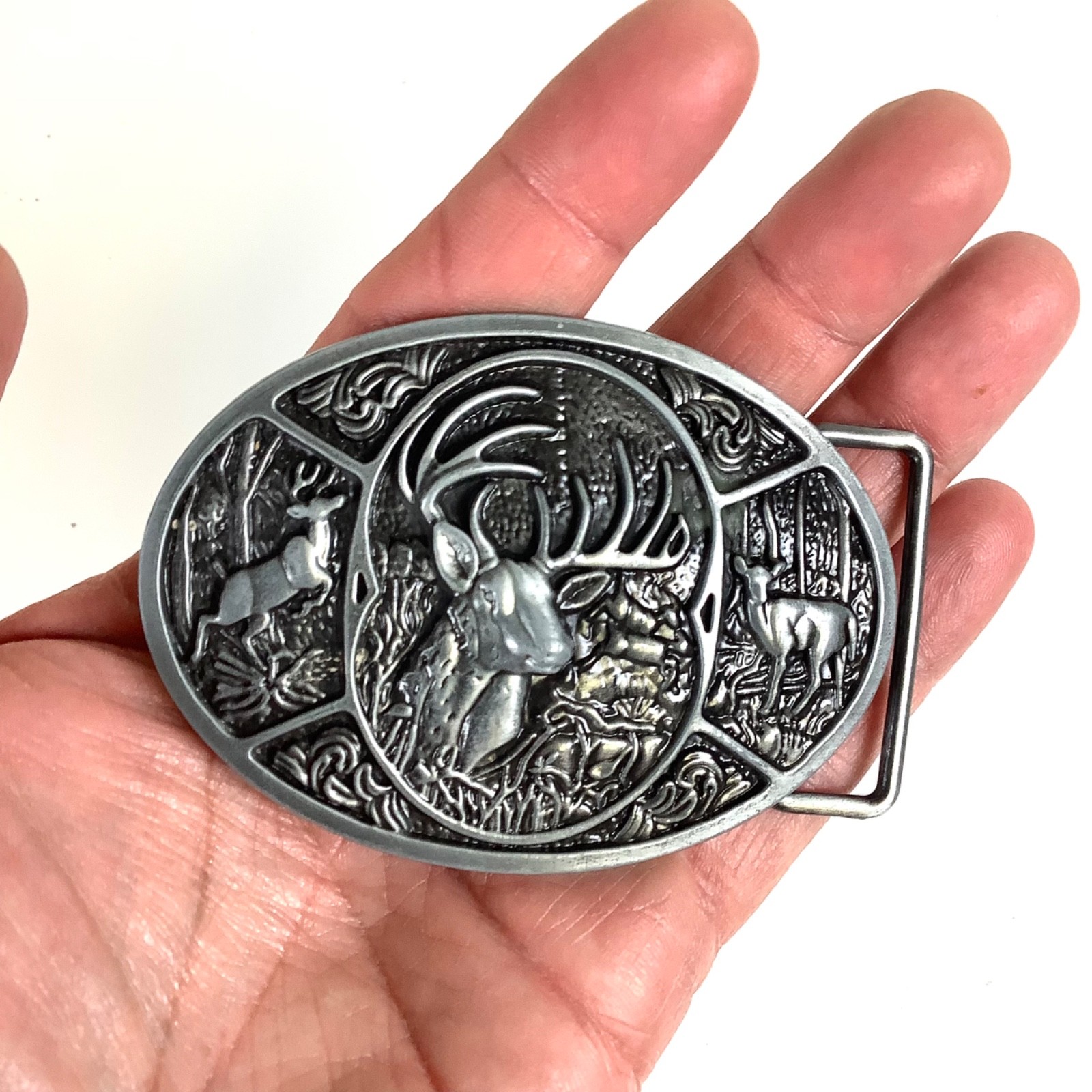 Deer Stag Buck Doe Metal Belt Buckle Rage Vintage Ornate Hunting Hunters Western