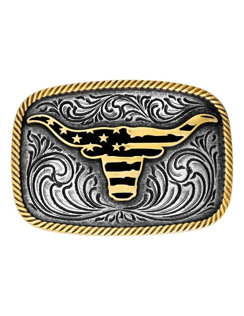 Montana Silversmiths Belt Buckle Adult Patriotic Silver Gold A1054P