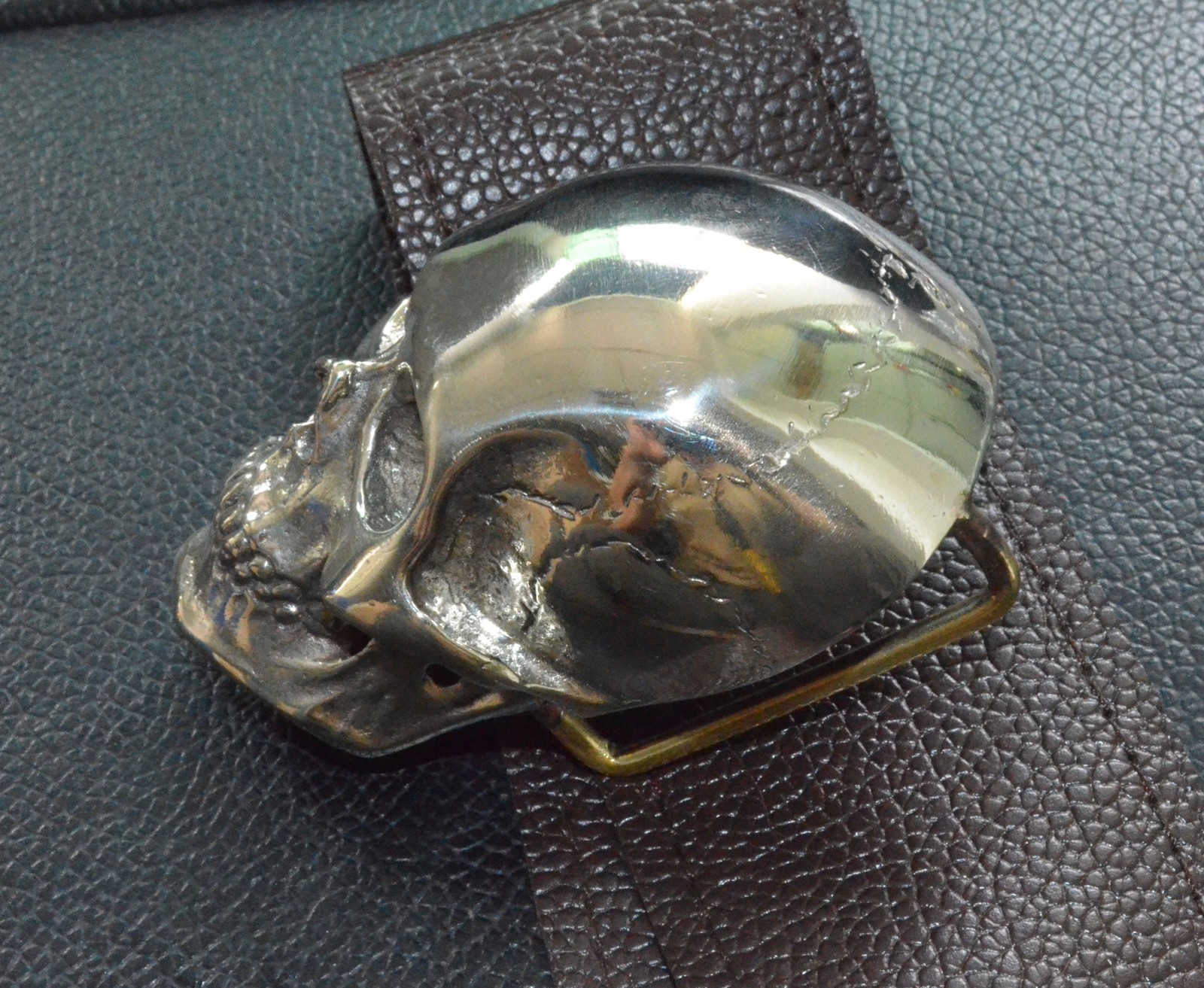 White Copper 3D Human Skull Belt Buckle,Polished Silver Skull Men&rsquo;s Buckle gift