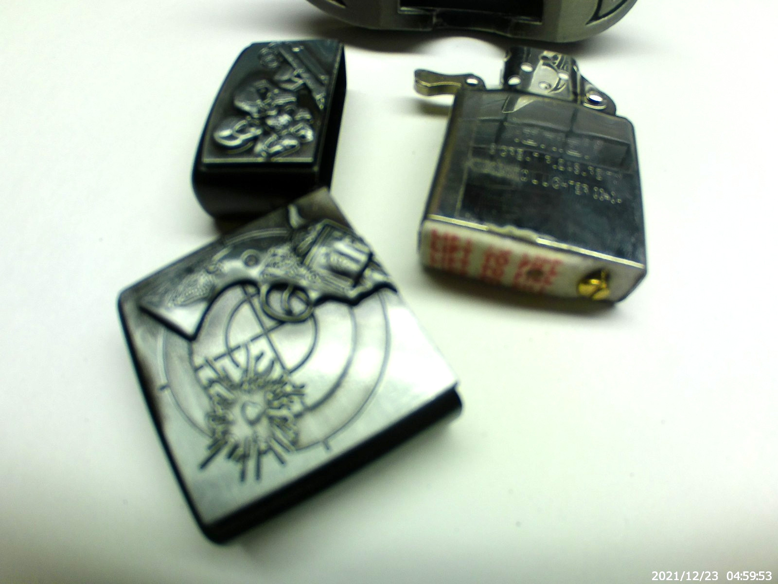 Belt Buckle Lighter Silver Gun Skull Revolver Target Belt width 1.5&Prime; NEW