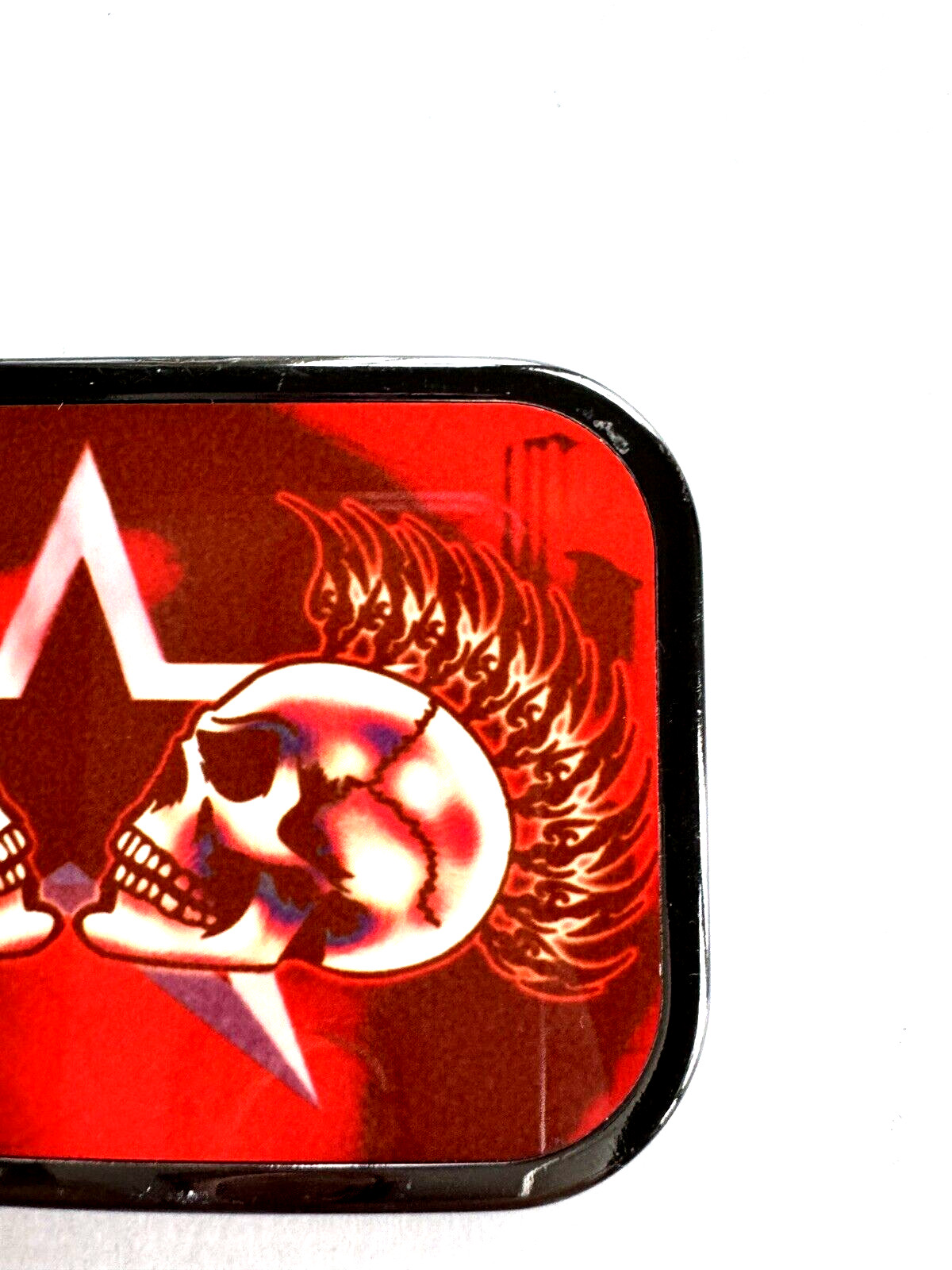 Closeout! Two Skull Solid Metal Belt Buckle Red Acrylic Fashion Punk