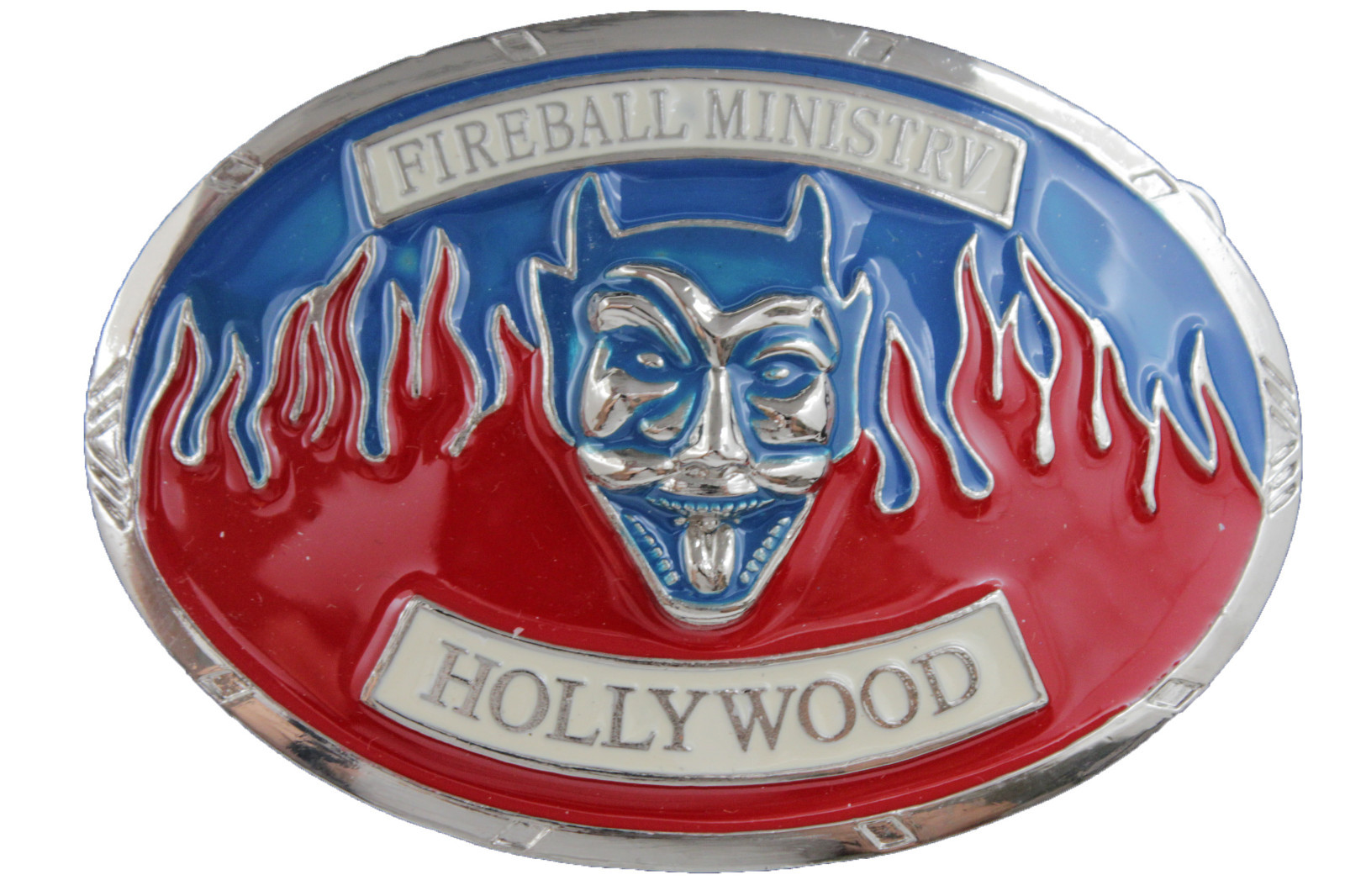 Men Women Silver Metal Belt Buckle Hollywood Fireball Ministry Rock & Roll Band