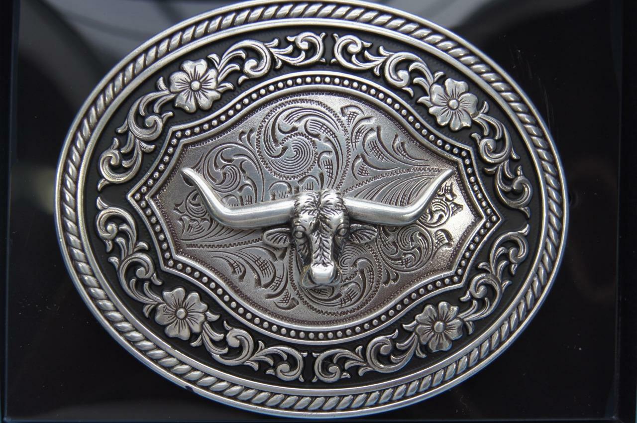 Nocona Western Belt Buckle Longhorn Roped Edge Steer Skull 37708