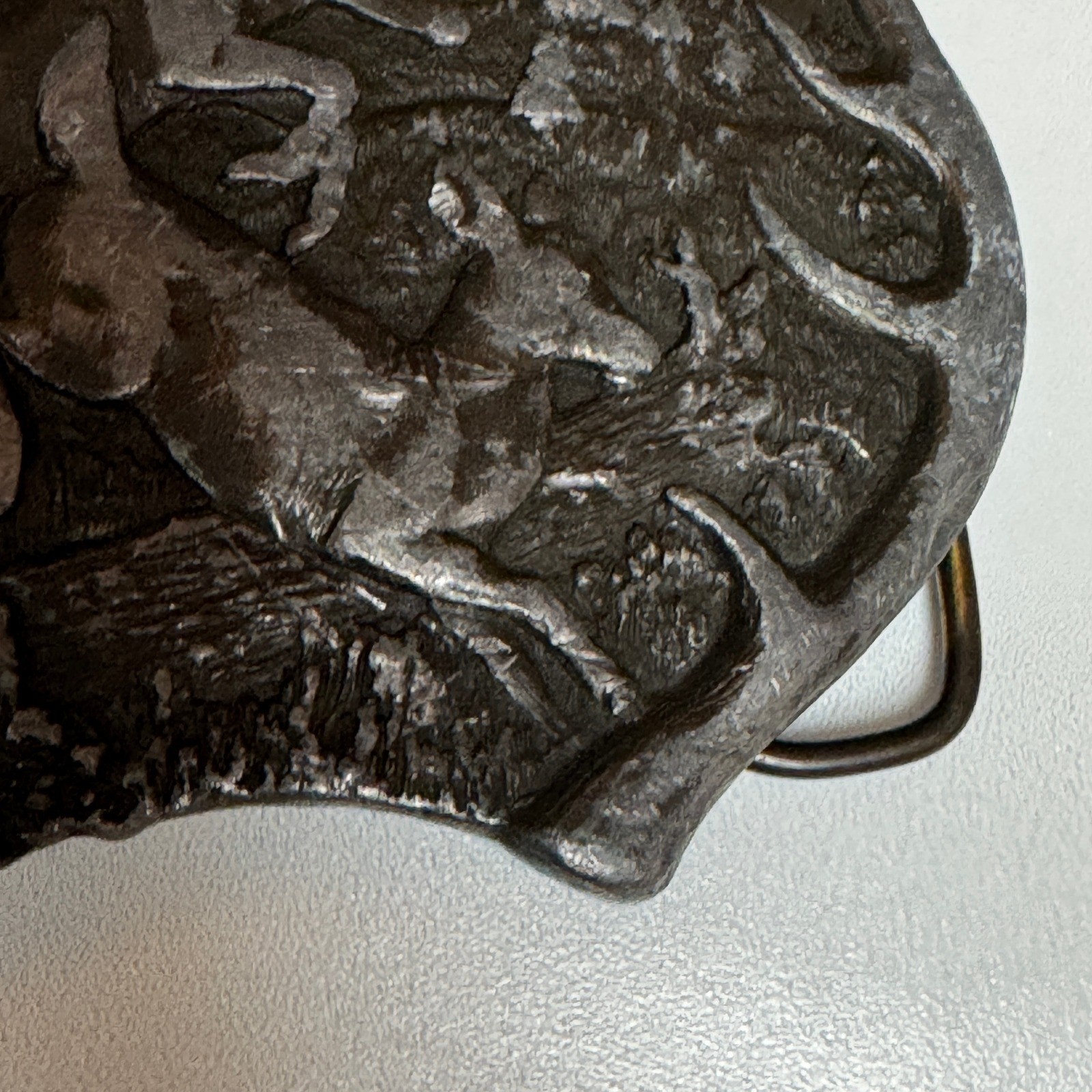 Vintage Pewter Deer Buckle Hunting Scene Belt Buckle Metal Western Cowboy