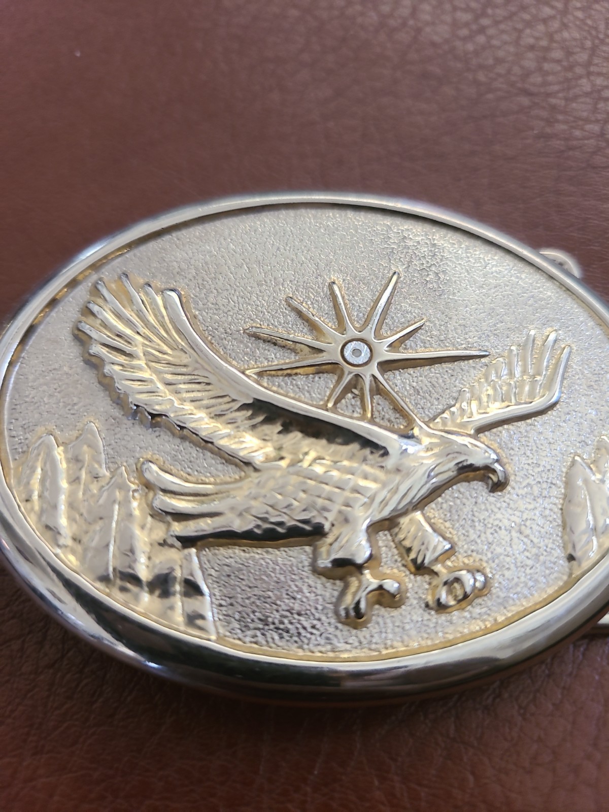 Vintage Belt Buckle American Bald Eagle silver and Gold Toned (3” x 2”)