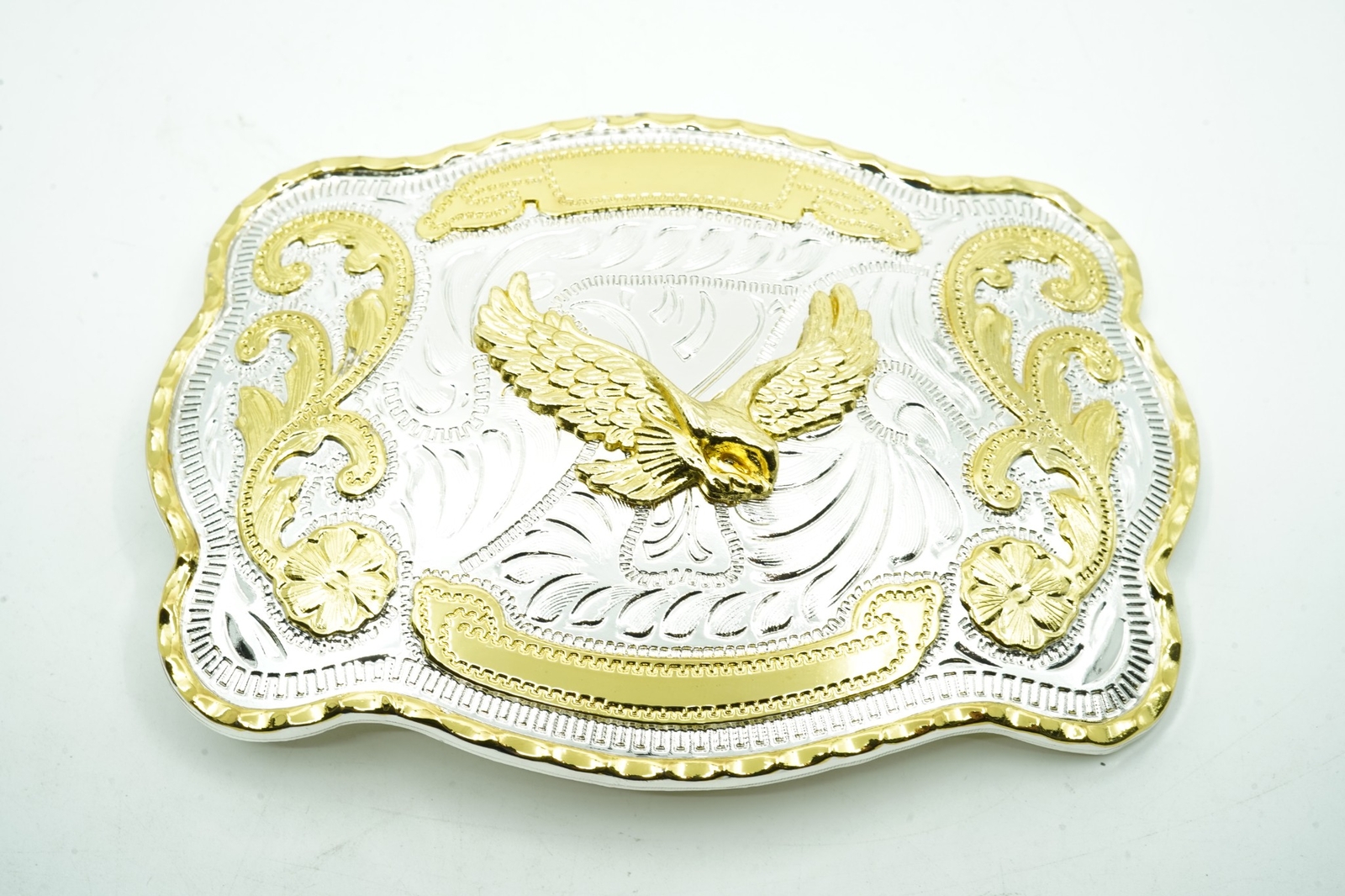 Large Western Fly Eagle Cowboy Cowgirl Gold/Silver Metal Belt Buckle