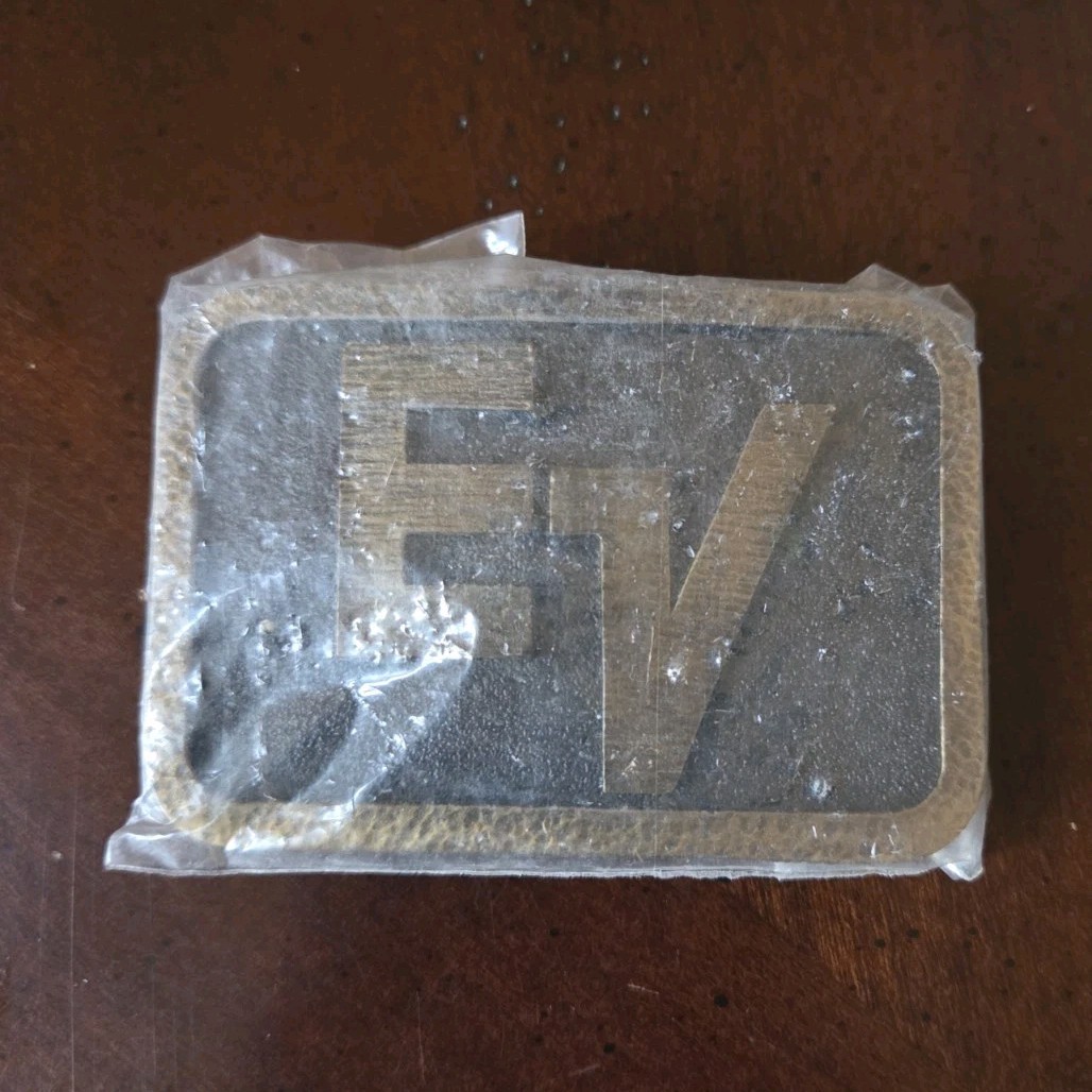 New Vtg ELECTRO-VOICE Belt Buckle EV Microphone Amplifier Loudspeaker Audio RARE
