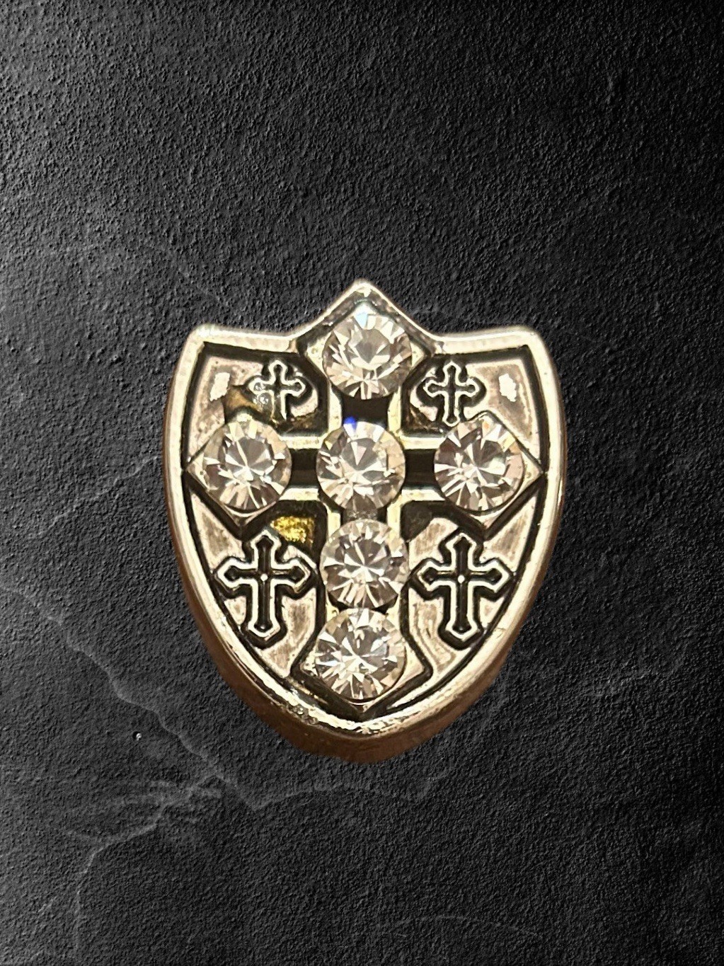 Western 3 Pcs 1” Wide Leather Belt Buckle Set With Cross & Crystals
