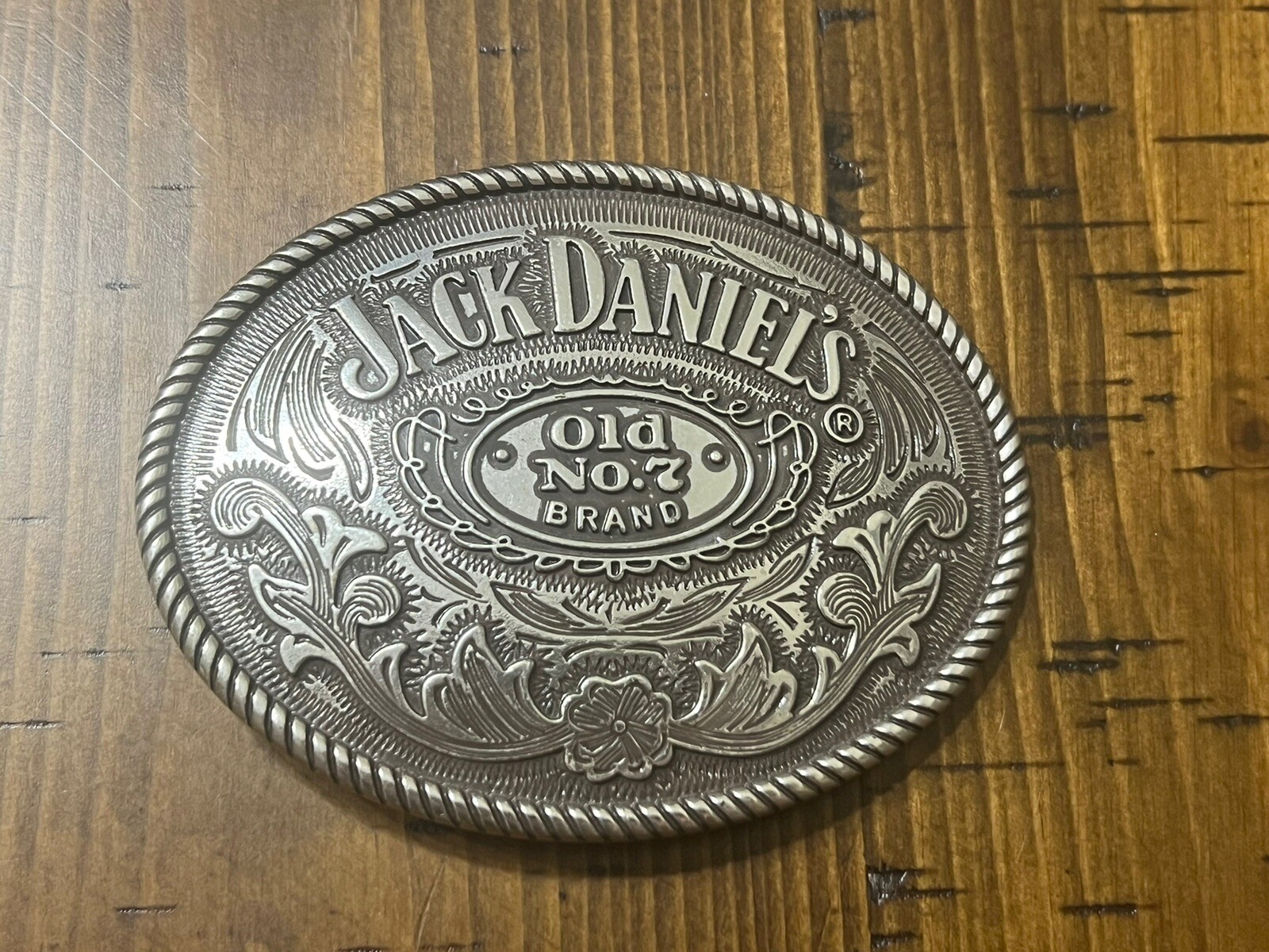 Jack Daniels Old No. 7 Brand Silver Tone Belt Buckle 4×3